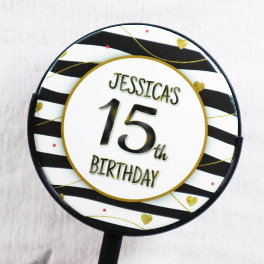 Black & Gold Pattern - Personalised Cake Topper