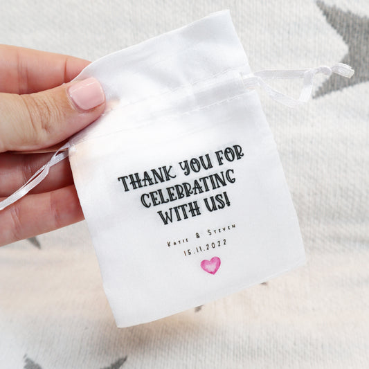 Thank you for celebrating with us - Personalised Wedding Favour Gift Bags