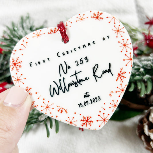 "First Christmas at..." Personalised Christmas Bauble