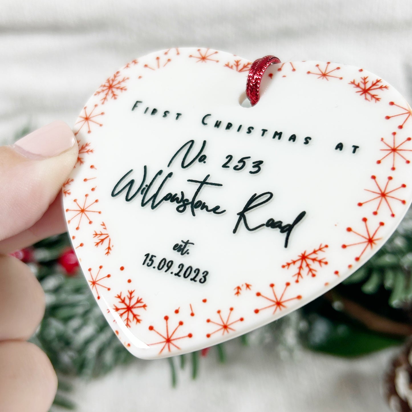 "First Christmas at..." Personalised Christmas Bauble