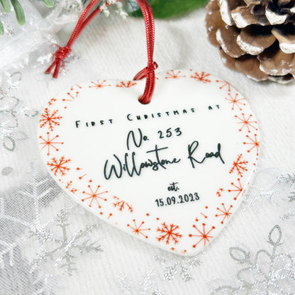 "First Christmas at..." Personalised Christmas Bauble