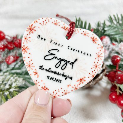 The Adventure Begins - "Our First Christmas Engaged" Christmas Bauble