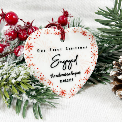 The Adventure Begins - "Our First Christmas Engaged" Christmas Bauble