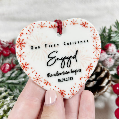 The Adventure Begins - "Our First Christmas Engaged" Christmas Bauble