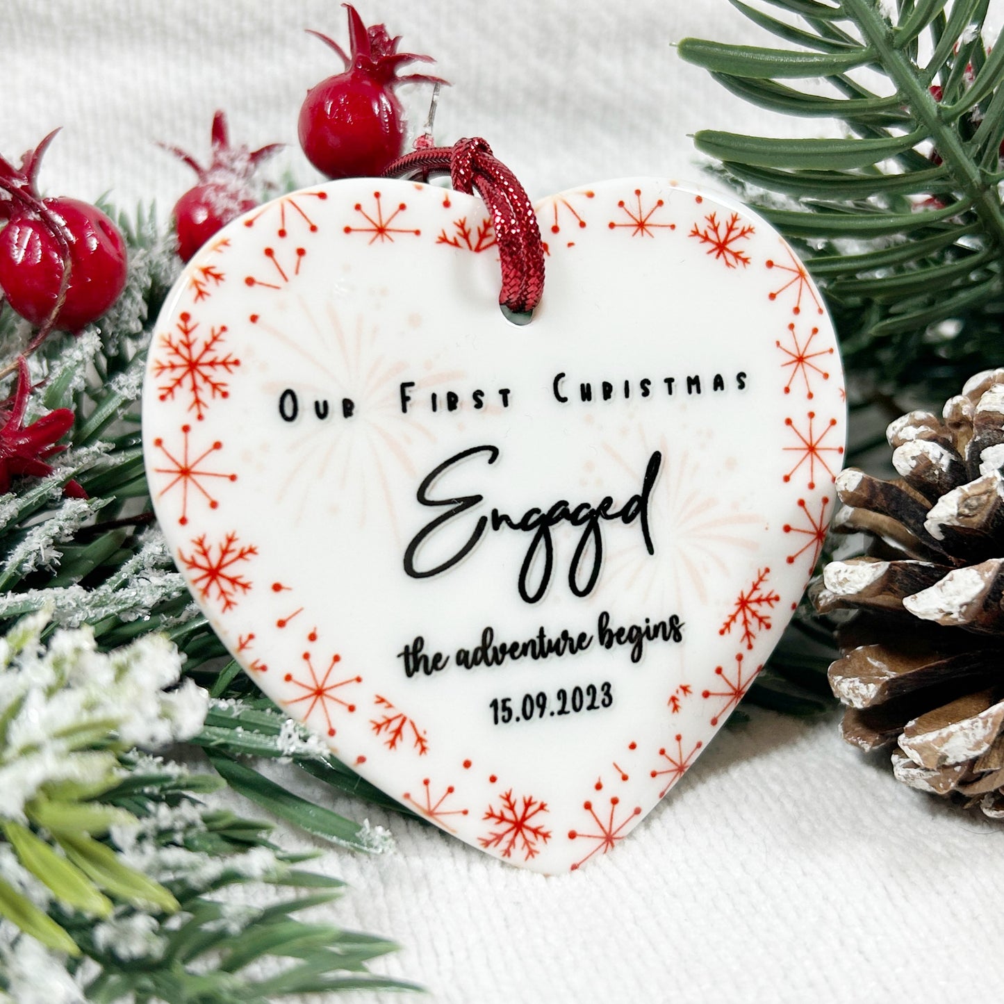 The Adventure Begins - "Our First Christmas Engaged" Christmas Bauble