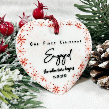 The Adventure Begins - "Our First Christmas Engaged" Christmas Bauble