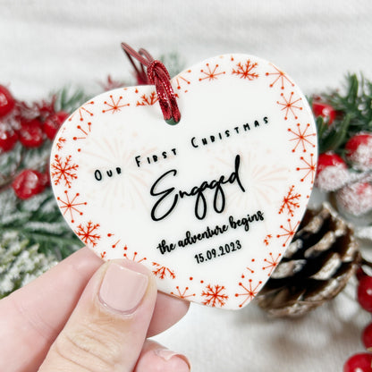 The Adventure Begins - "Our First Christmas Engaged" Christmas Bauble