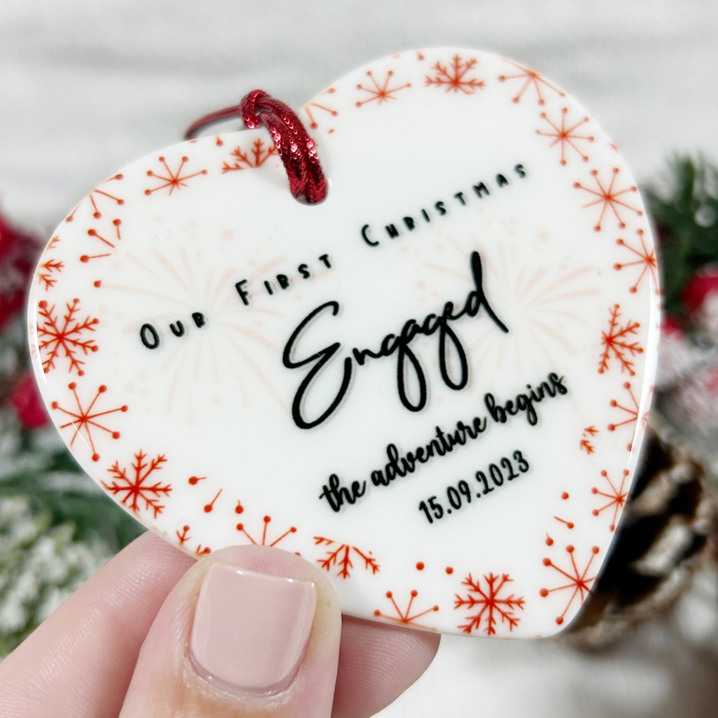 The Adventure Begins - "Our First Christmas Engaged" Christmas Bauble