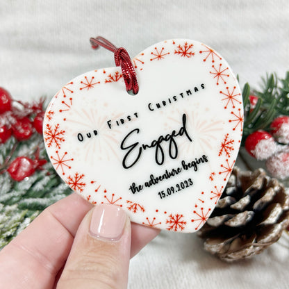 The Adventure Begins - "Our First Christmas Engaged" Christmas Bauble