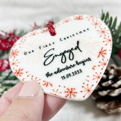 The Adventure Begins - "Our First Christmas Engaged" Christmas Bauble