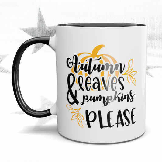 Autumn Leaves and Pumpkins Please Mug