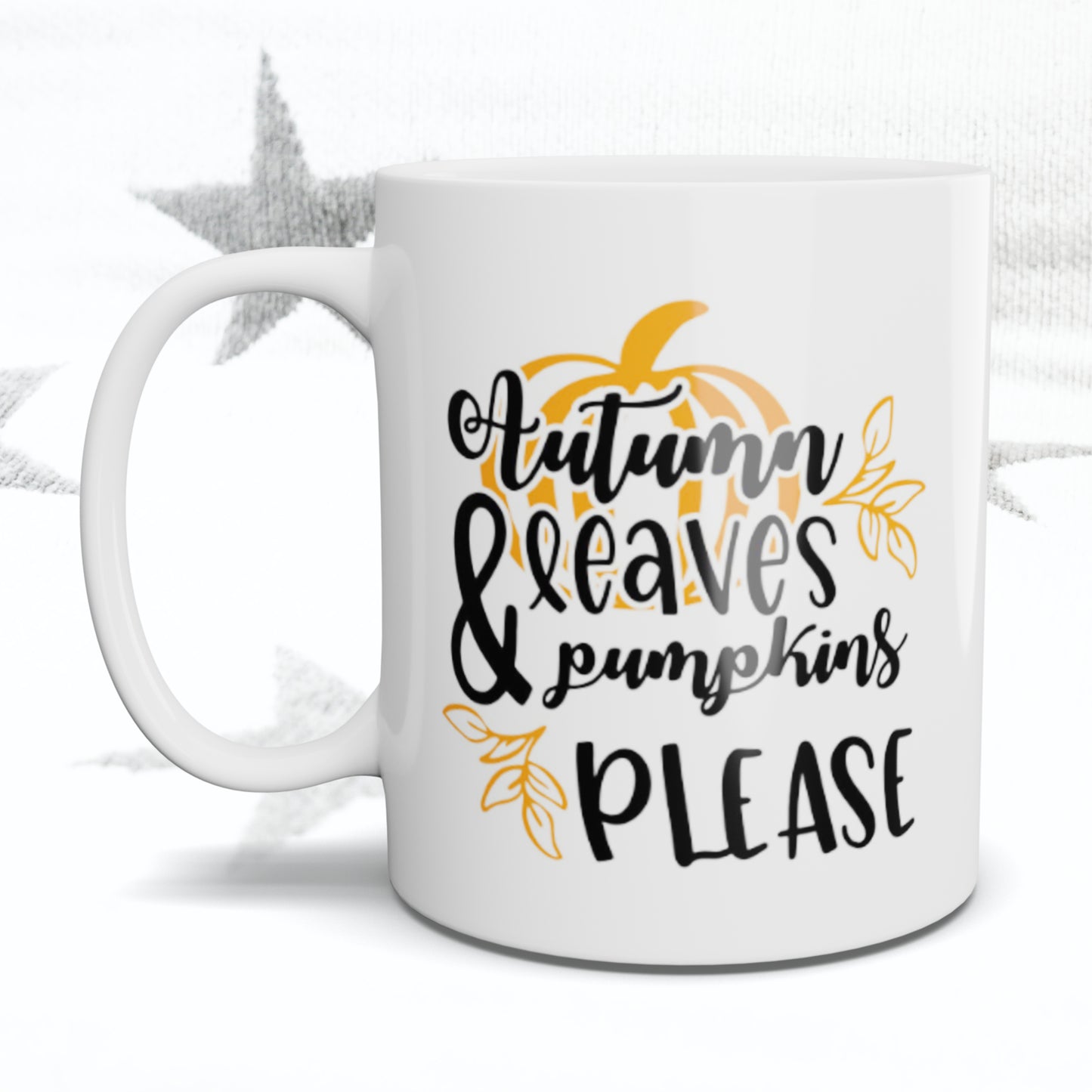 Autumn Leaves and Pumpkins Please Mug