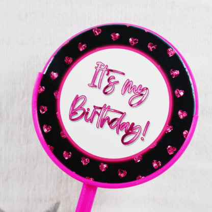 Black & Pink Hearts - Personalised Cake Topper