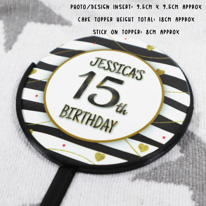 Black & Gold Pattern - Personalised Cake Topper