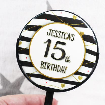 Black & Gold Pattern - Personalised Cake Topper