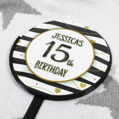 Black & Gold Pattern - Personalised Cake Topper