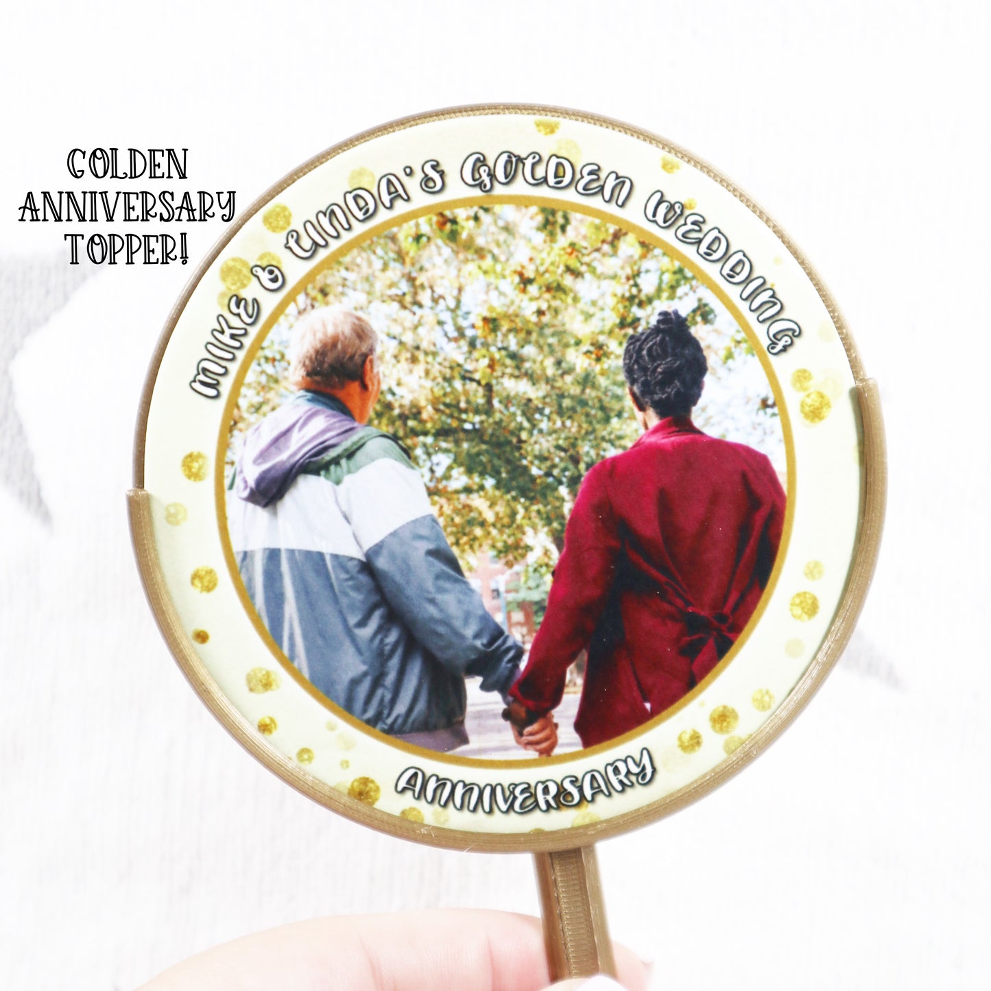 Golden Wedding Anniversary - Personalised Photo Cake Topper