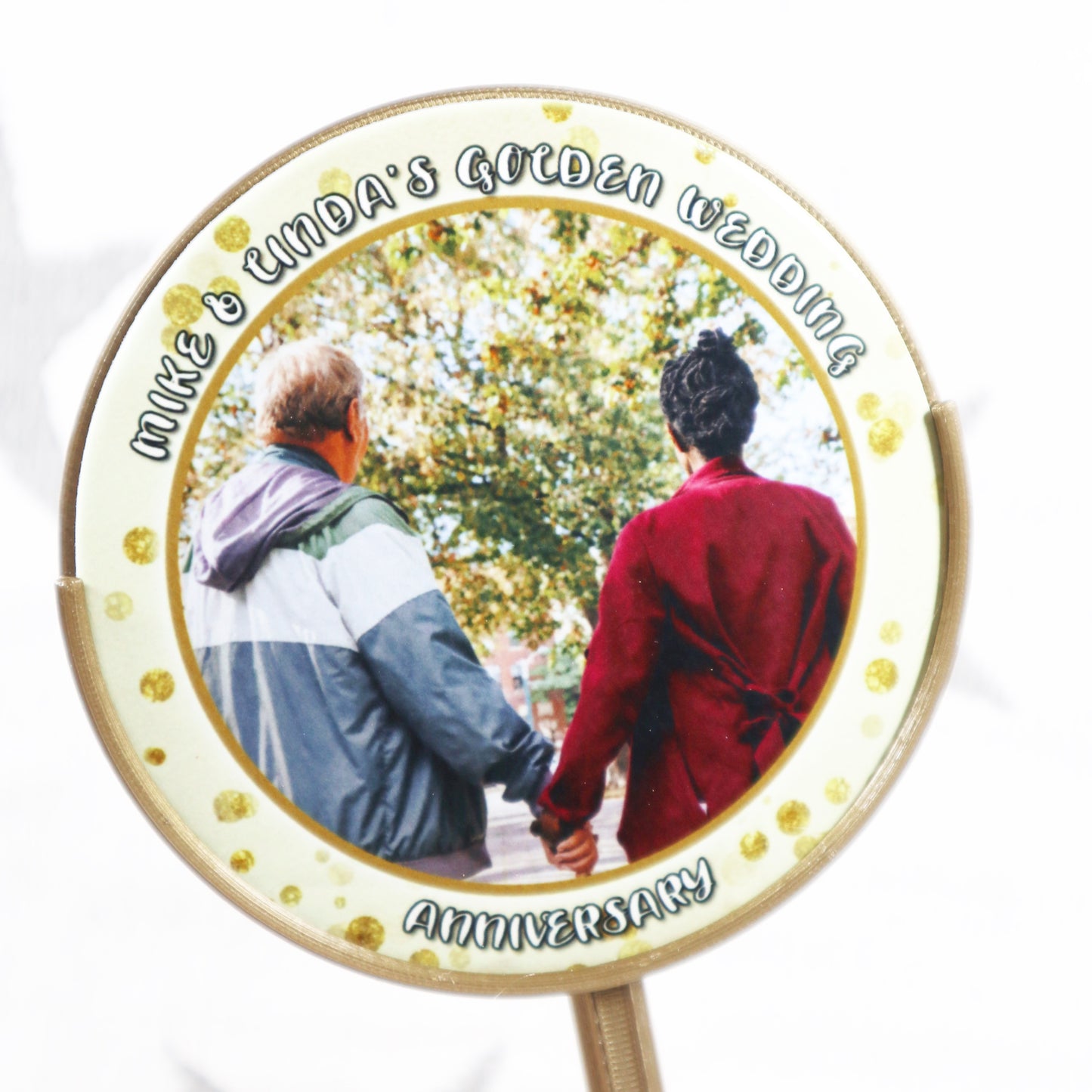 Golden Wedding Anniversary - Personalised Photo Cake Topper