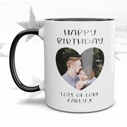 Happy Birthday Simple Font Heart Photo Mug