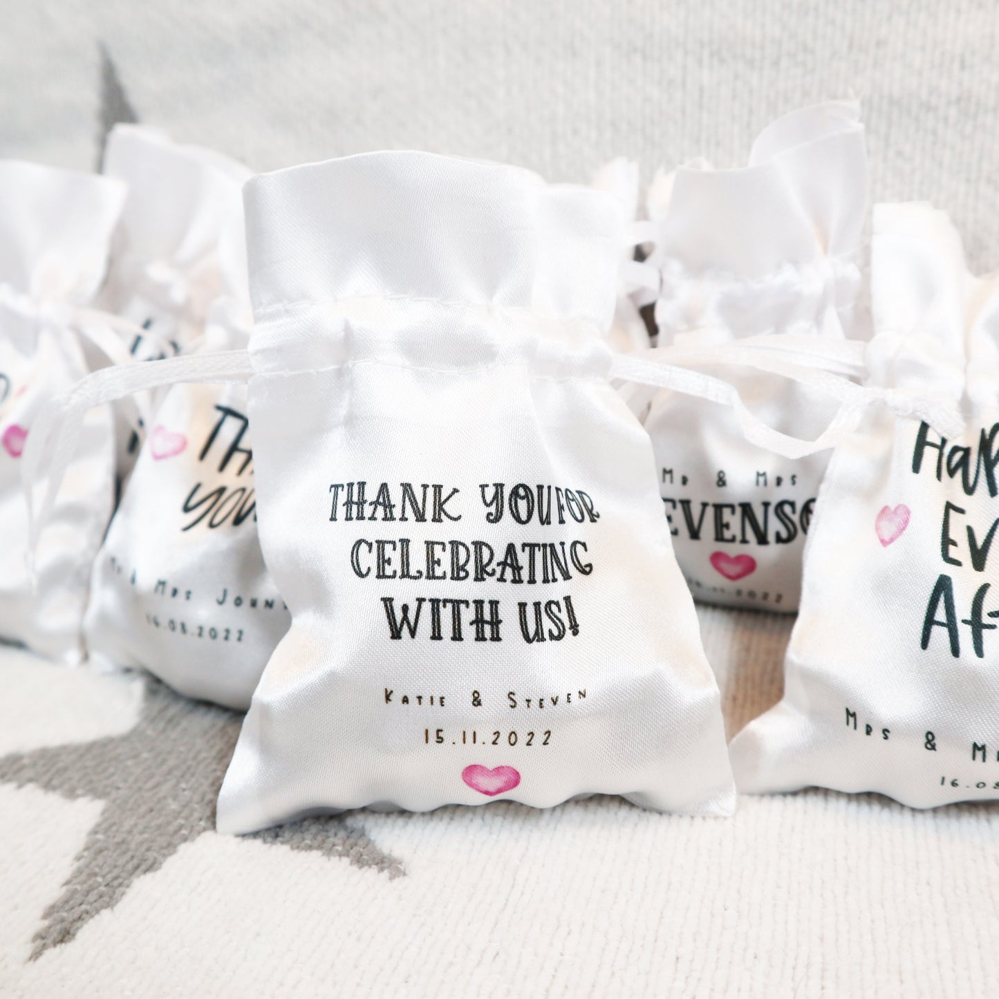 Thank you for celebrating with us - Personalised Wedding Favour Gift Bags