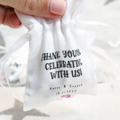 Thank you for celebrating with us - Personalised Wedding Favour Gift Bags