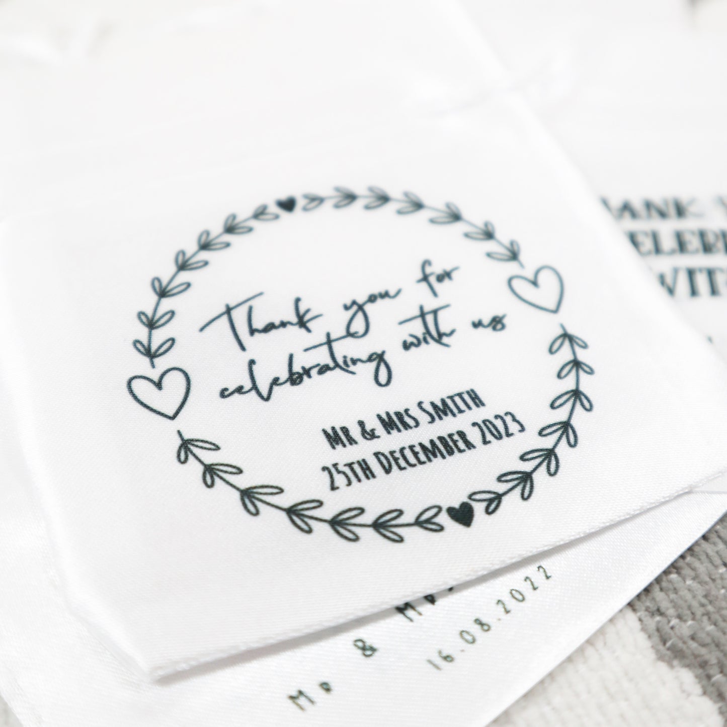 "Thank you for celebrating with us" Wreath Heart Design - Wedding Favour Gift Bags