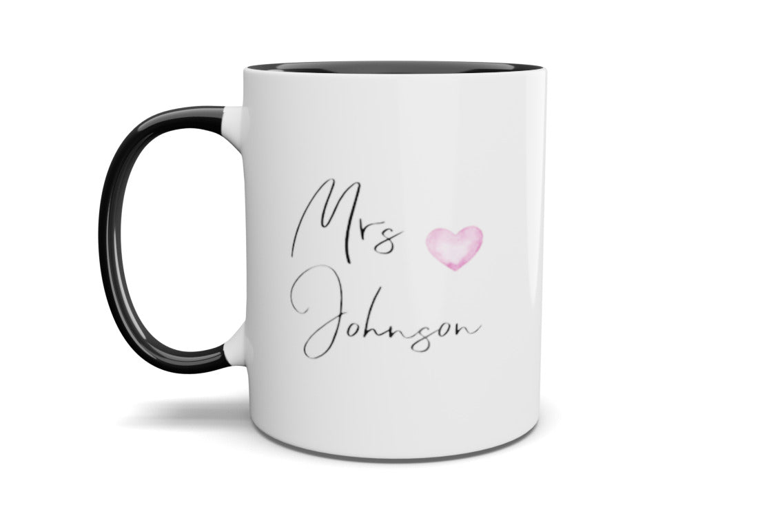 MR/MRS Personalised Pink Heart Mug