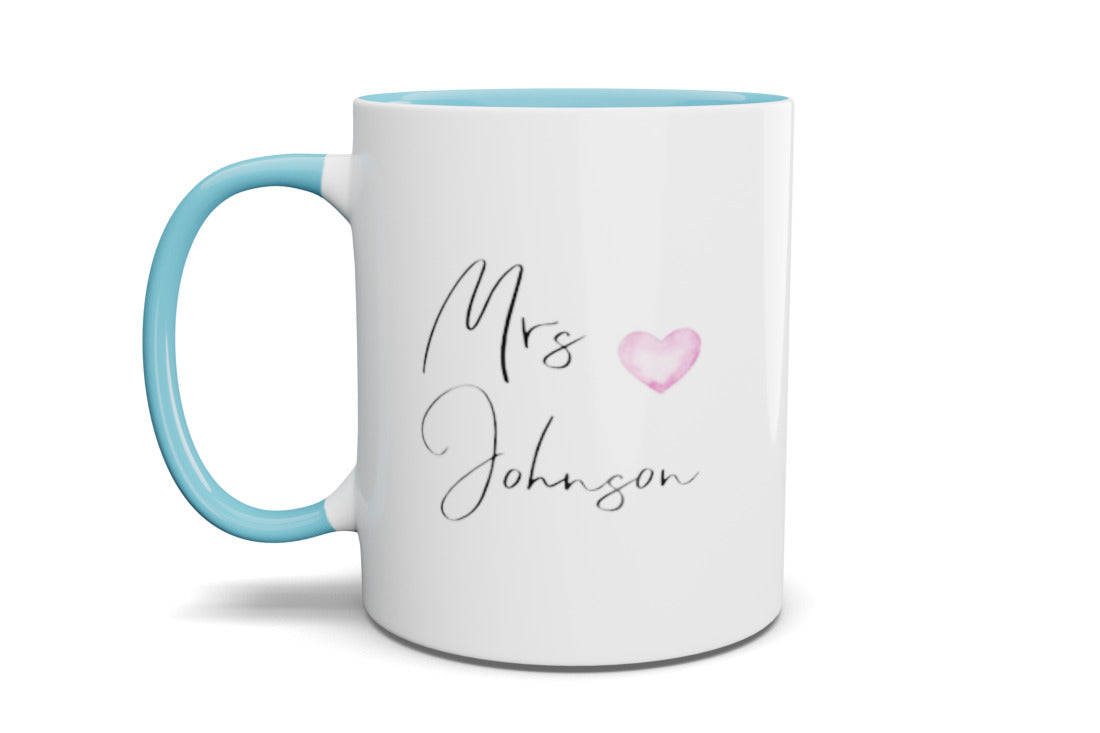 MR/MRS Personalised Pink Heart Mug