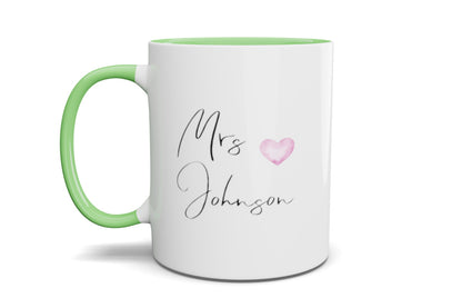 MR/MRS Personalised Pink Heart Mug