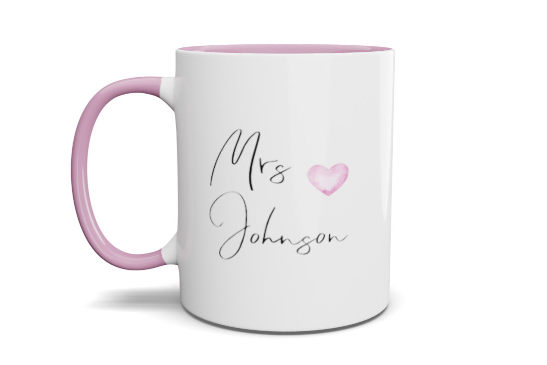 MR/MRS Personalised Pink Heart Mug