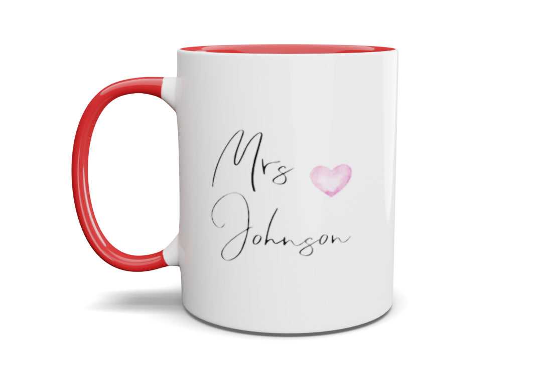 MR/MRS Personalised Pink Heart Mug