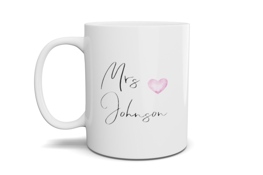 MR/MRS Personalised Pink Heart Mug