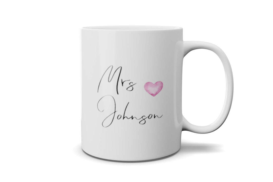 MR/MRS Personalised Pink Heart Mug