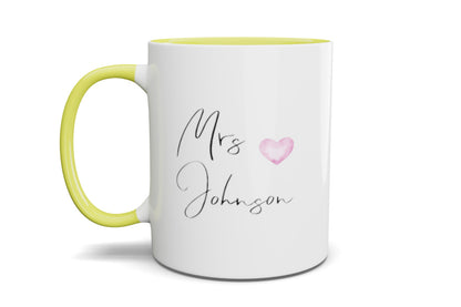 MR/MRS Personalised Pink Heart Mug