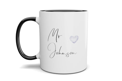 MR/MRS Personalised Blue Heart Mug