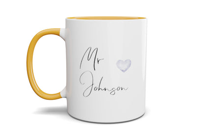 MR/MRS Personalised Blue Heart Mug