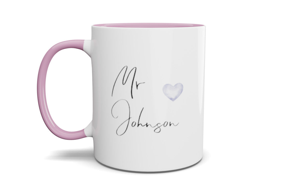 MR/MRS Personalised Blue Heart Mug