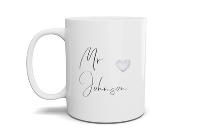 MR/MRS Personalised Blue Heart Mug