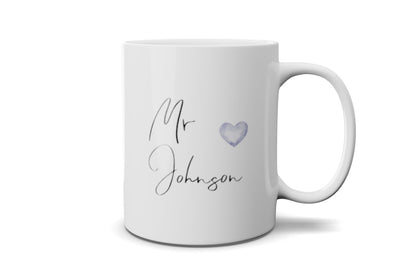 MR/MRS Personalised Blue Heart Mug