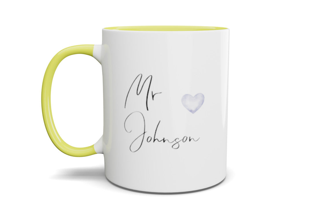 MR/MRS Personalised Blue Heart Mug