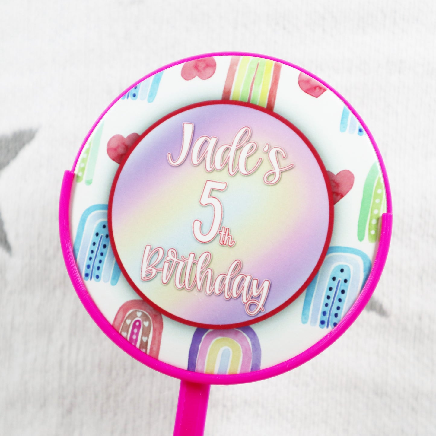 Rainbow Pattern - Personalised Cake Topper