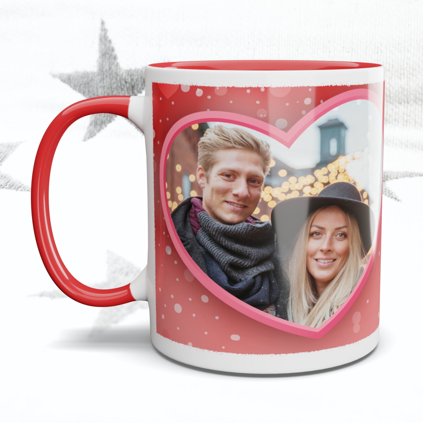 Red Hearts Personalised Photo Mug