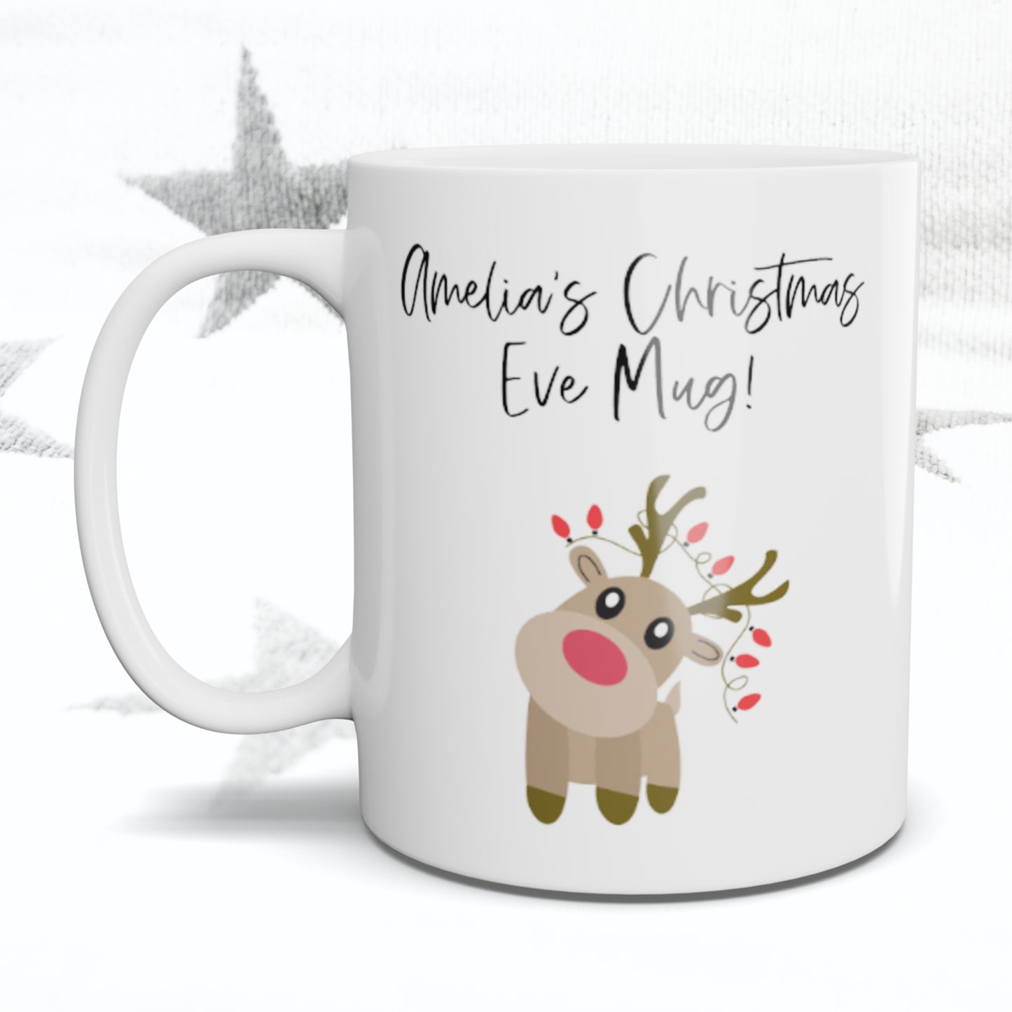 Christmas Eve Reindeer Personalised Mug