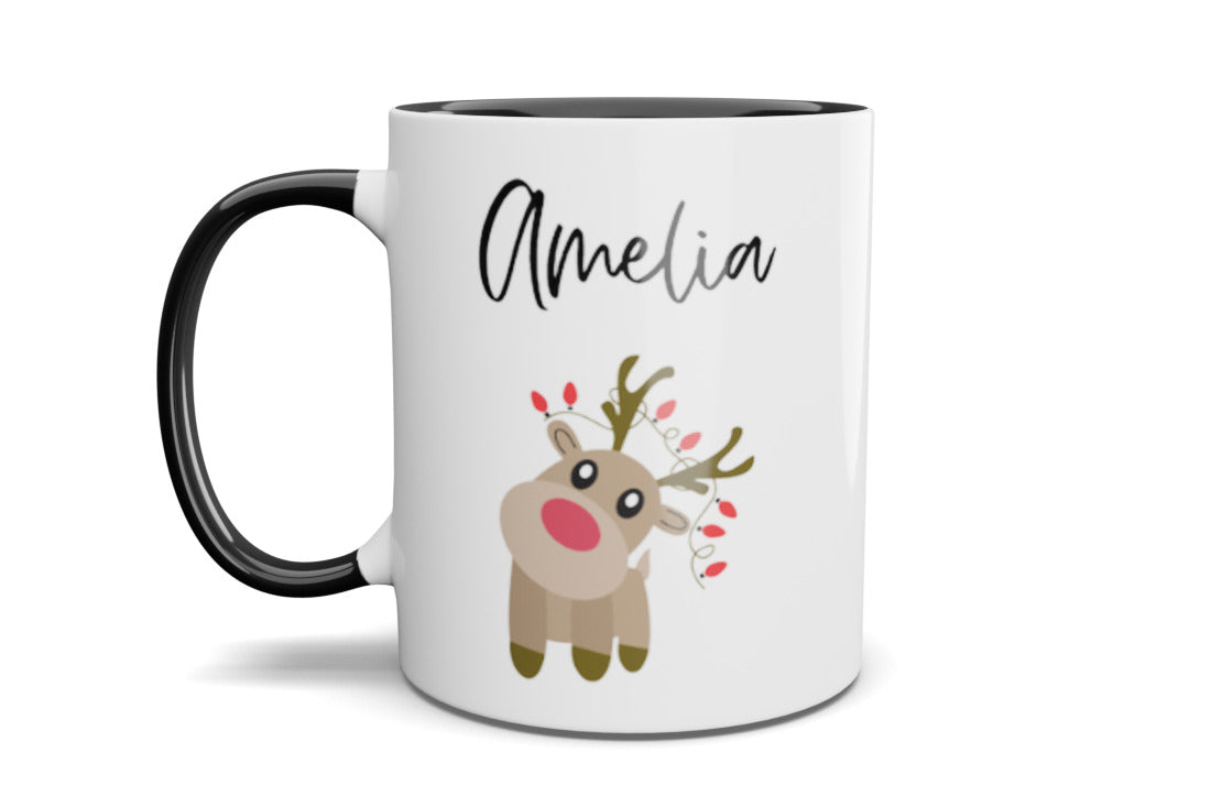 Christmas Reindeer Personalised Name Mug