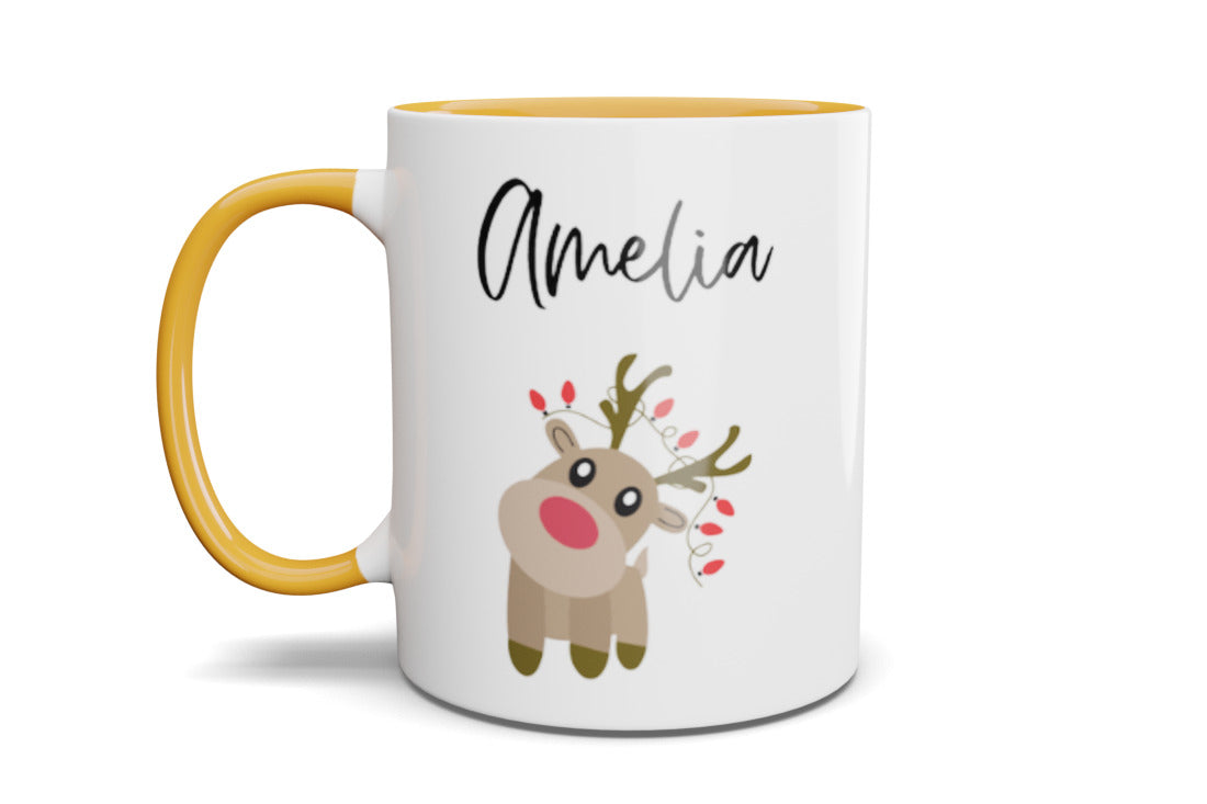 Christmas Reindeer Personalised Name Mug