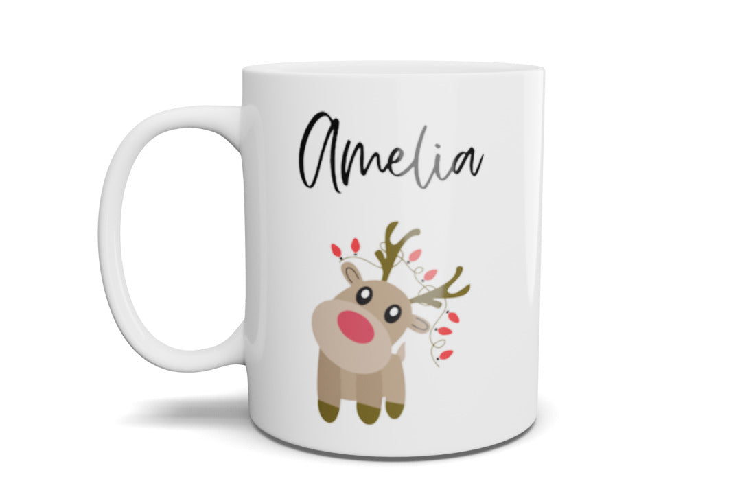 Christmas Reindeer Personalised Name Mug