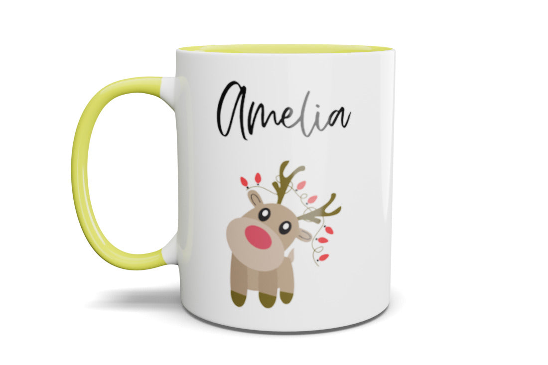 Christmas Reindeer Personalised Name Mug