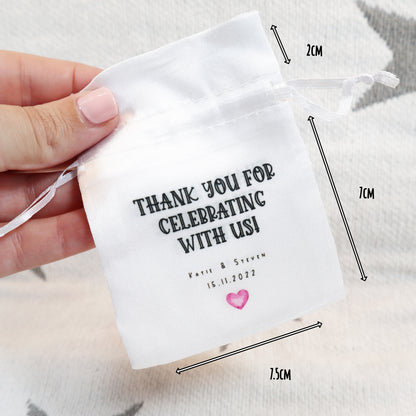 Thank you for celebrating with us - Personalised Wedding Favour Gift Bags