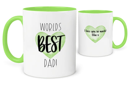 Worlds BEST Dad Message Heart Mug