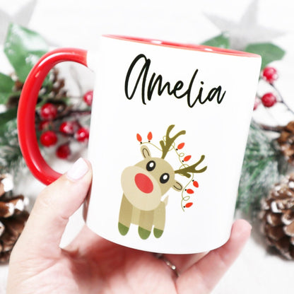 Christmas Reindeer Personalised Name Mug